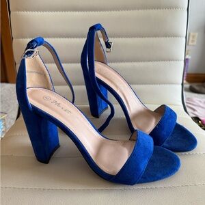 Pleaser Blue Chunky Heel Sandals